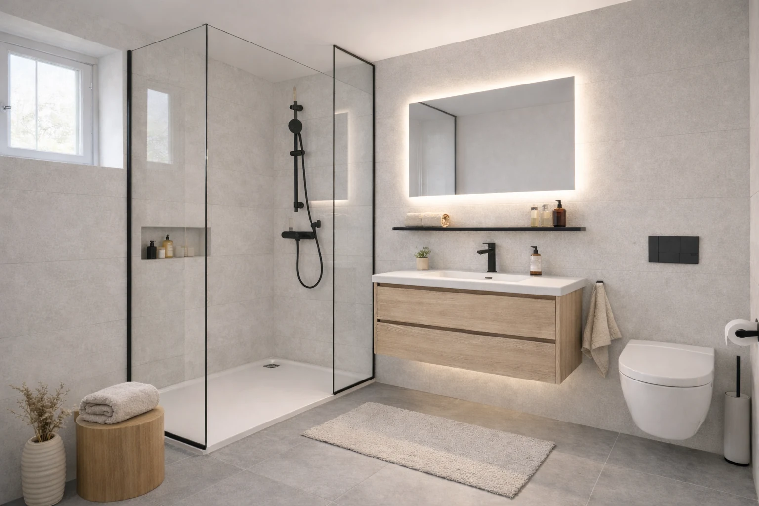 Badkamer na renovatie, zoals getoond op de website van RS Constructie